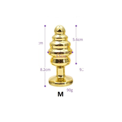 Ребриста металева анальна пробка, М