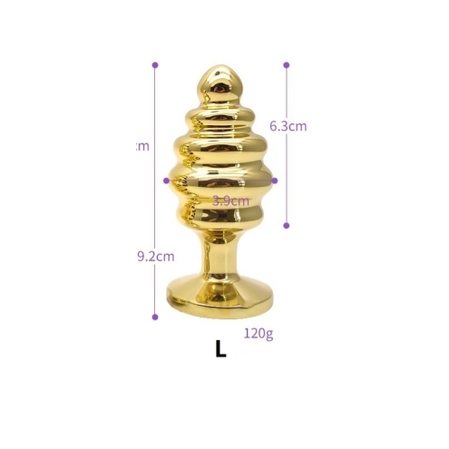 Ребристая металлическая анальная пробка, L
