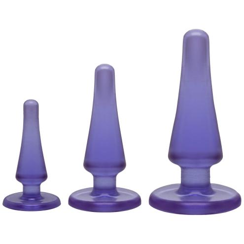 Набор анальных пробок Doc Johnson Crystal Jellies Anal - Purple, макс. диаметр 2см - 3см - 4см