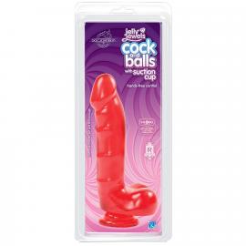 Фалоімітатор Doc Johnson Jelly Jewels Cock & Balls Red - 2