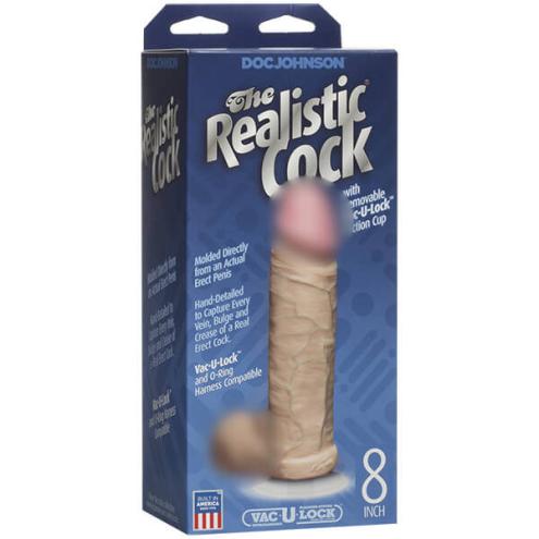 Фалоімітатор Doc Johnson Realistic Cock 8 inch White - PVC, Vack-U-Lock, діаметр 5,1см