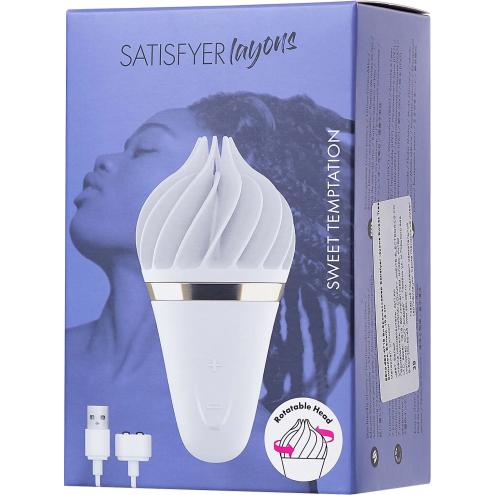 Мороженка спиннатор Satisfyer Lay-On - Sweet Treat White/Gold, 10 режимов работы, водонепрониц.