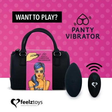 Вибратор в трусики FeelzToys Panty Vibrator Black с пультом ДУ,