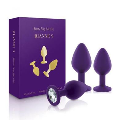 Набір анальних пробок із кристалом Rianne S: Booty Plug Set Purple