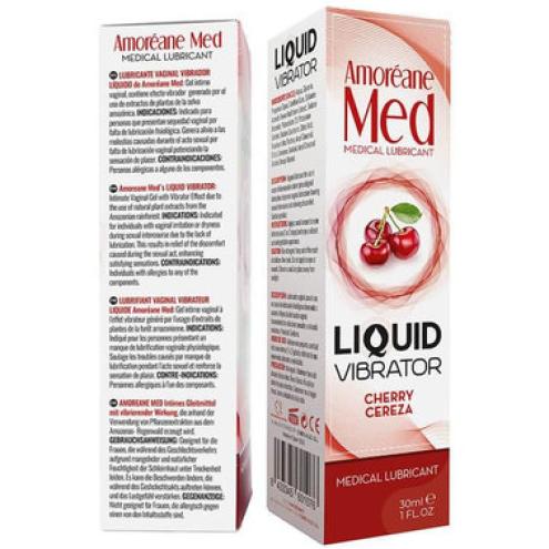 Лубрикант с эффектом вибрации Amoreane Med Liquid Vibrator Cherry (30 мл)