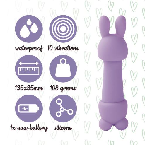 Мини-вибратор FeelzToys Mister Bunny Purple с двумя насадками