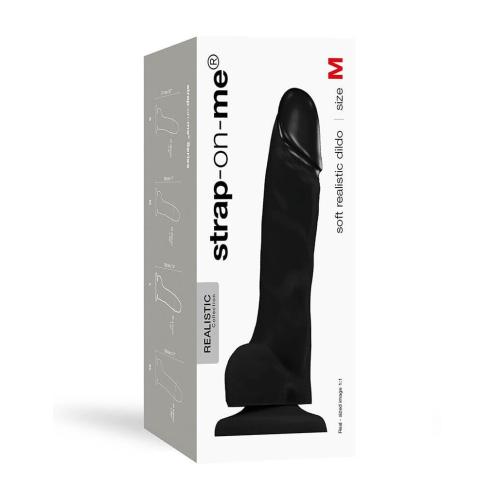 Реалистичный фаллоимитатор Strap-On-Me SOFT REALISTIC DILDO Black - Size M