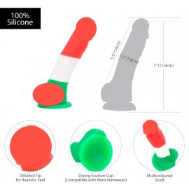 Кольоровий фалоімітатор ADDICTION - LEONARDO - 7  - 3 COLOURS, 17,8 см - 5