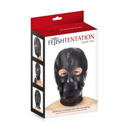 Капюшон с кляпом для БДСМ Fetish Tentation BDSM hood in leatherette with removable gag