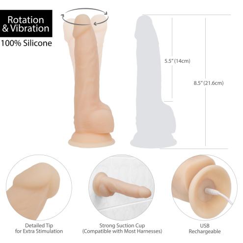 Реалистичный вибратор с ротацией ADDICTION - Naked - 8  Rotating & Vibrating Dildo with Remote – Vanilla