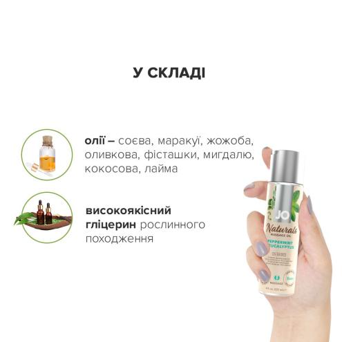 Массажное масло System JO - Naturals Massage Oil - Peppermint & Eucalyptus, 120 мл