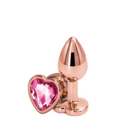 Радужная анальная пробка NS Novelties REAR ASSETS ROSE GOLD HEART PINK, M