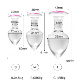 Стеклянная анальная пробка, размер М - 2