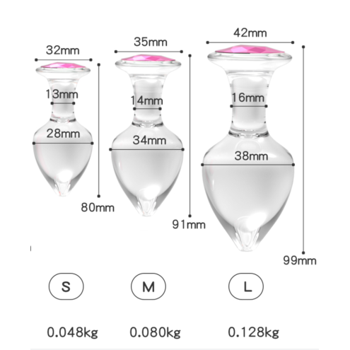 Скляна анальна пробка, розмір М