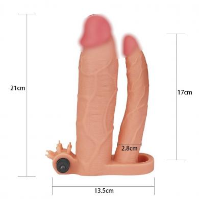 Насадка на член - Pleasure X Tender Vibrating Double Penis Sleeve Add 3  - 3