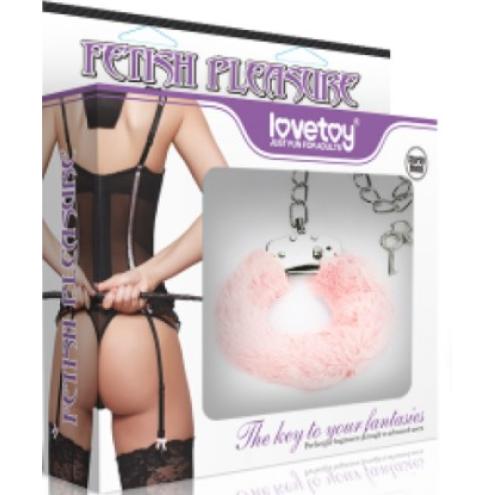 Металлические поножки с мехом Fetish Pleasure Fluffy Leg Cuffs Pink