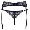 Стринги с поясом для чулков - Cotelli Collection 2321874 String & Suspender Belt - black L