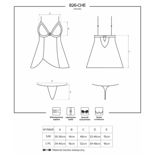 Obsessive 826-CHE-1 Черный S/M