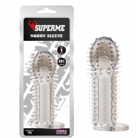 Насадка на член - SuperMe Nubby Sleeve Clear - 1