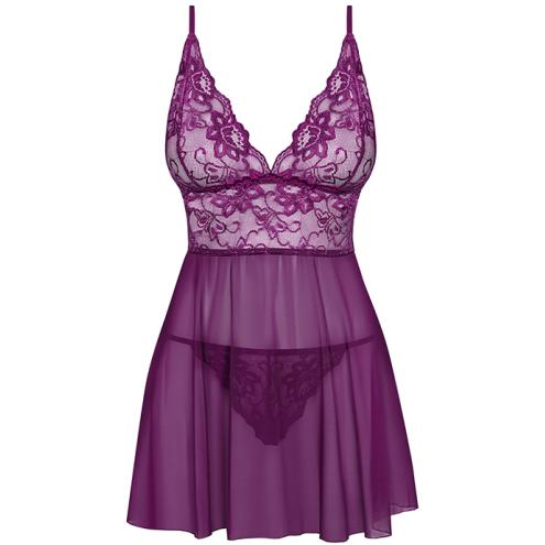 Комплект Obsessive Idillia babydoll (Фиолетовый, S/M)