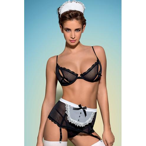 Костюм Obsessive Maidme set (Черно-белый, L/XL)