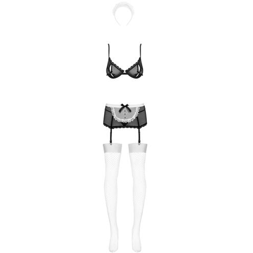 Костюм Obsessive Maidme set (Чорно-білий, L/XL)