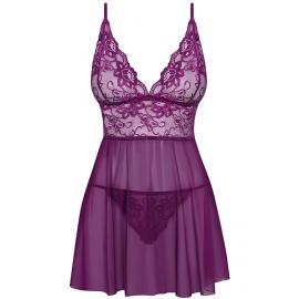 Комплект Obsessive Idillia babydoll (Фіолетовий, S/M) - 5