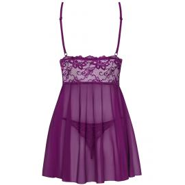 Комплект Obsessive Idillia babydoll (Фіолетовий, S/M) - 2