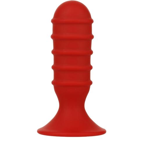 Анальная пробка MENZSTUFF RIBBED TORPEDO DONG 4INCH RED