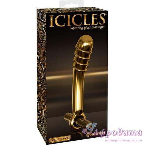 Стеклянный массажер простаты с вибрацией Iciclec Gold