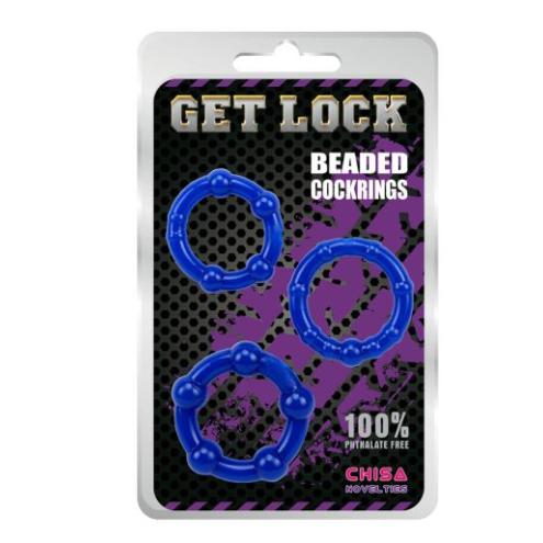 Набор эрекционных колец Get Lock Beaded Cock Ring Blue