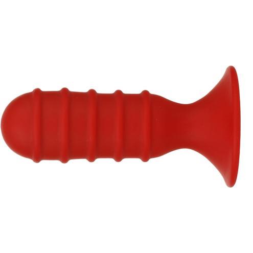 Анальная пробка MENZSTUFF RIBBED TORPEDO DONG 4INCH RED