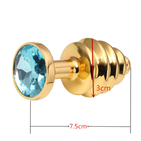 Ребриста анальна пробка - Золото, S