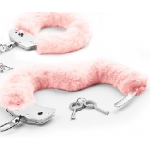 Металлические поножки с мехом Fetish Pleasure Fluffy Leg Cuffs Pink