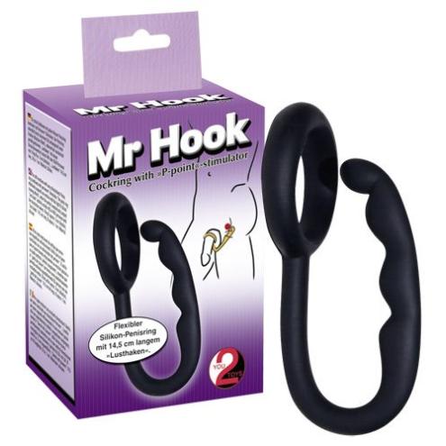 Эрекционное кольцо с анальным хвостиком Mr.Hook Cockring