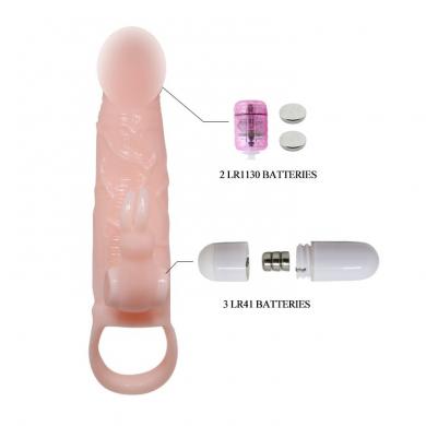 Удлиняющая насадка Brave men Vibro Penis Sleeve with Bunny - 6