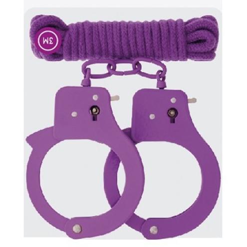 П. Набор BONDX METAL CUFFS & LOVE ROPE SET-PURPLE