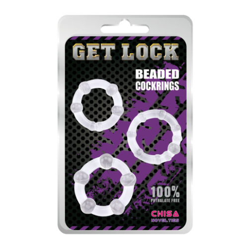 Набор эрекционных колец Get Lock Beaded Cock Ring  Clear