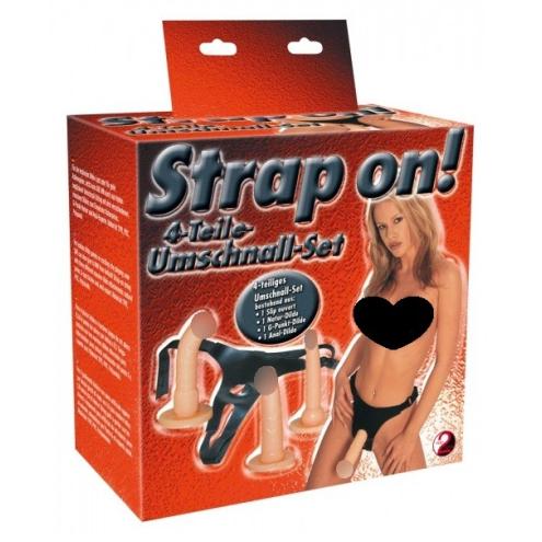 Страпон з насадками тілесного кольору Strap-on