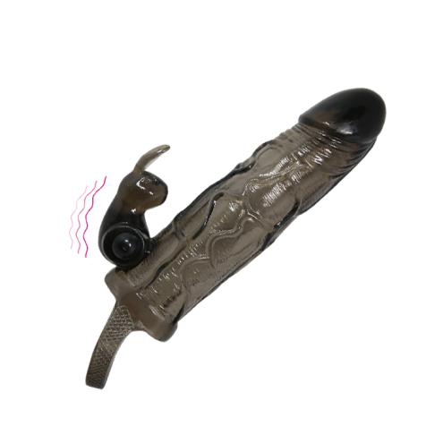 Удлиняющая насадка Brave men Vibro Penis Sleeve with Bunny Black