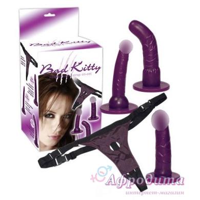 Страпон - Bad Kitty Strap-On purple Set