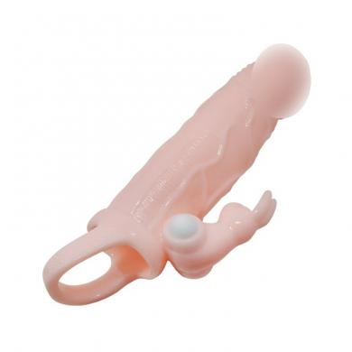 Удлиняющая насадка Brave men Vibro Penis Sleeve with Bunny - 3