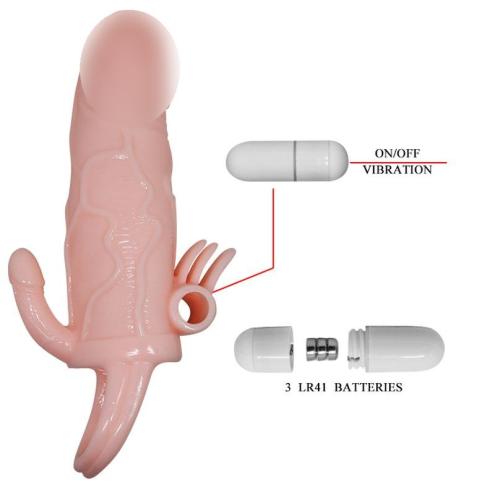 Удлиняющая насадка с вибрацией Brave Men Vibrating Sleeve Flesh