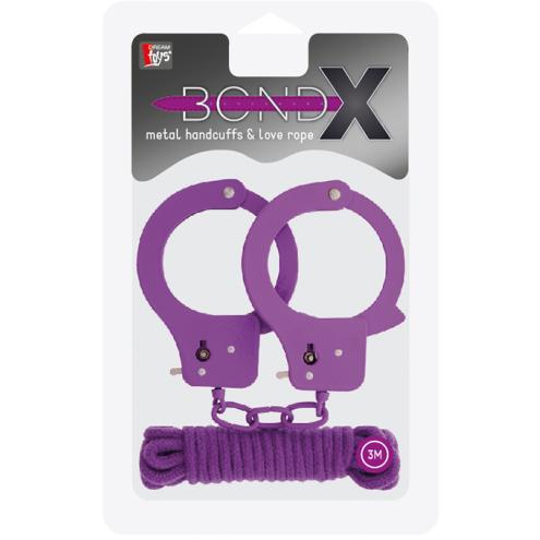 П. Набор BONDX METAL CUFFS & LOVE ROPE SET-PURPLE