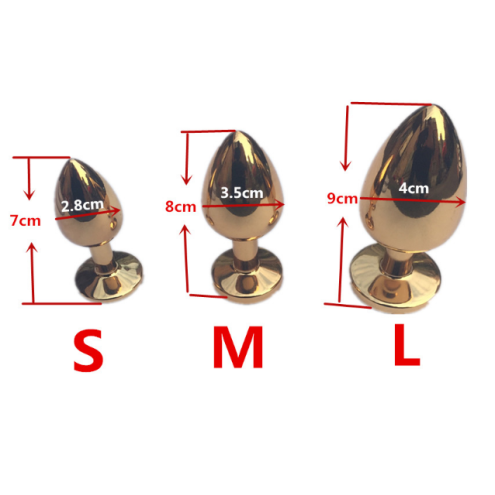 Металлическая анальная пробка - Золото, L