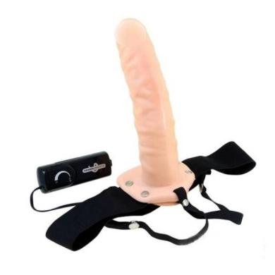 Порожнистий фаллопротез REALISTIC HOLLOW STRAP ON VIBRATOR 8INCH це розкішний варіант для любовних ігор