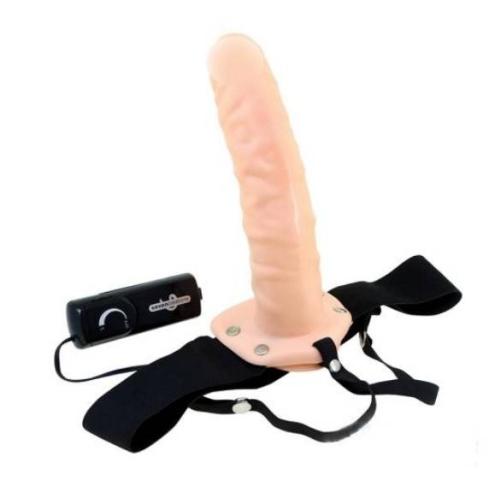 Полый фаллопротез REALISTIC HOLLOW STRAP ON VIBRATOR 8INCH это шикарный вариант для любовных игр