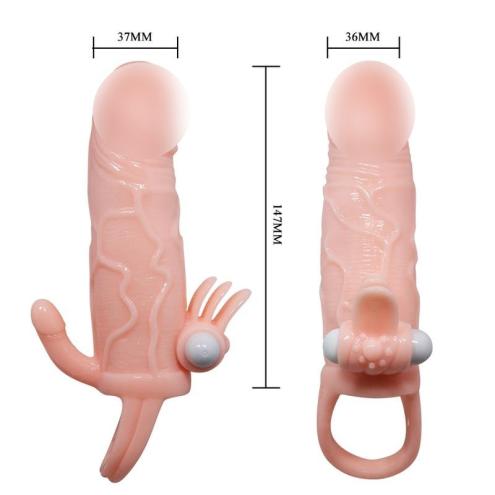 Удлиняющая насадка с вибрацией Brave Men Vibrating Sleeve Flesh