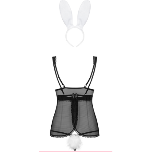 Комплект белья Obsessive 815-CST- bunny costume S/M черно-белый