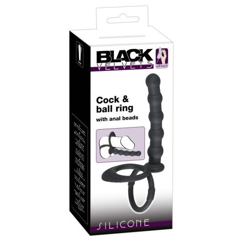 Насадка для двойного проникновения Black Velvets Cock & ball ring